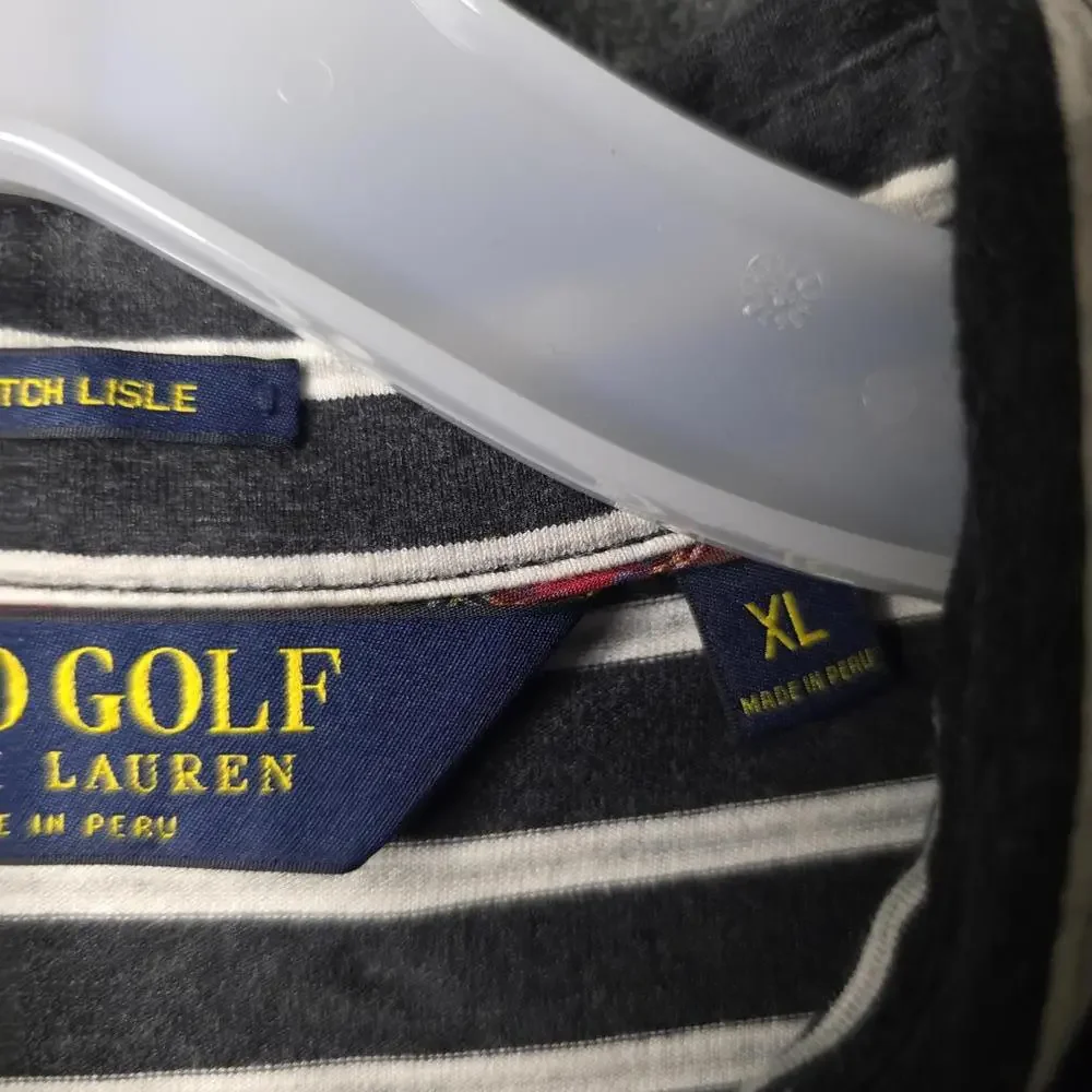 Polo Golf Ralph Lauren Stretch Lisle Shirt Mens XL Gray Striped Pima Cotton